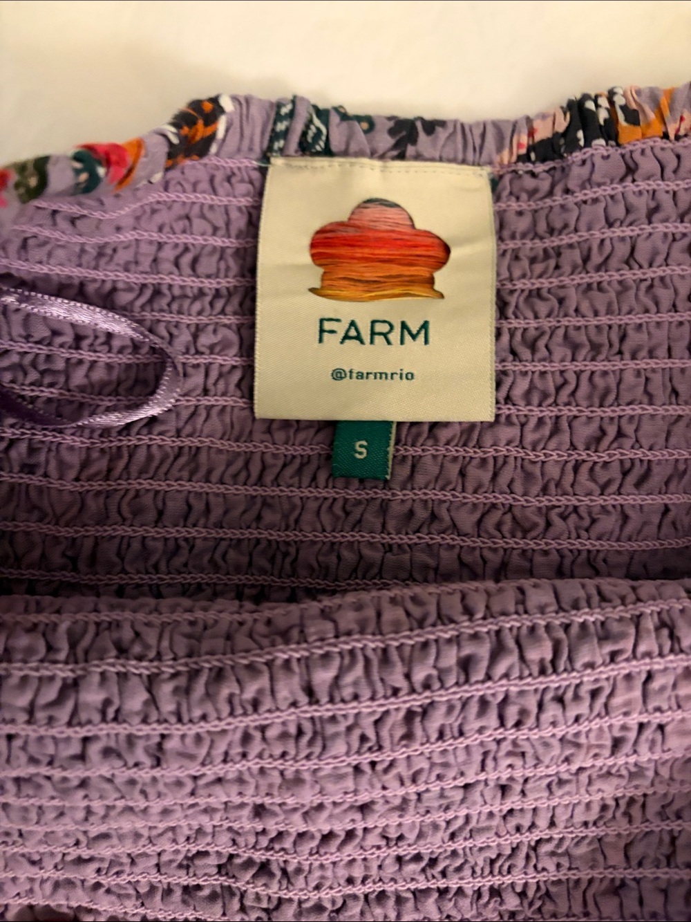 FARM Rio Floral Smocked Lavender Mini Skirt - Picture 2 of 5